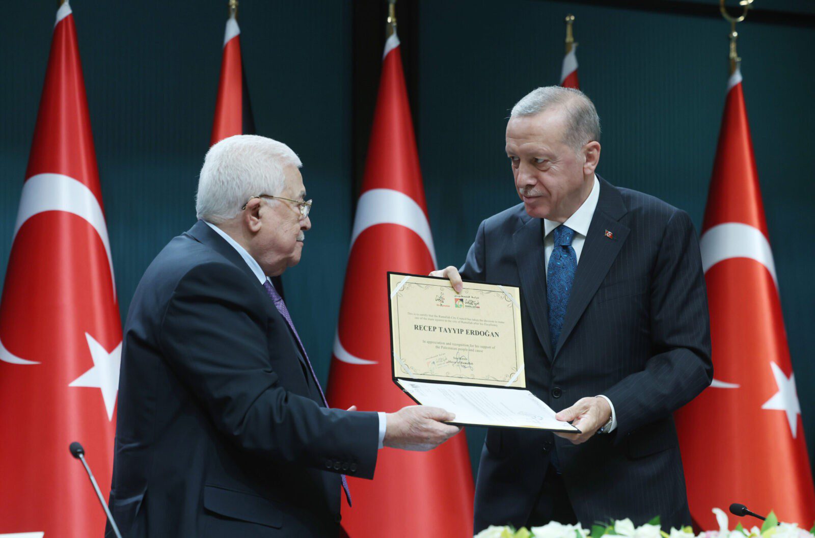 Filistin davasına desteğimiz en güçlü şekilde devam edecek 17 AA 20230725 31765416 31765414 CUMHURBASKANI ERDOGAN FILISTIN DEVLET BASKANI ABBAS ORTAK BASIN TOPLANTISI DUZENLEDI scaled