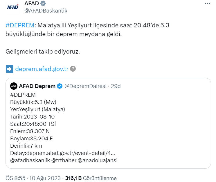 Malatya'da 5.3 şiddetin deprem! İçişleri Bakanı'ndan açıklama geldi! 12 Ekran goruntusu 2023 08 10 212309
