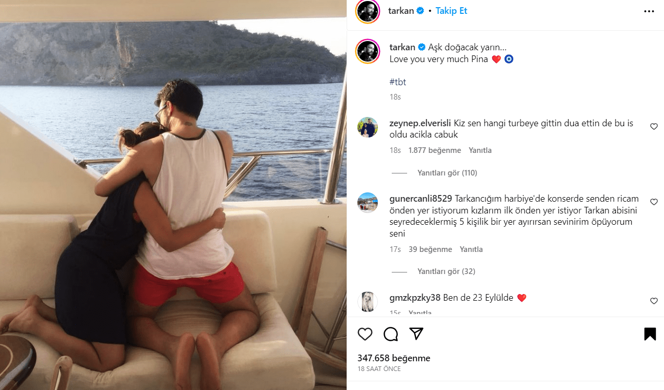 Tarkan'dan romantik paylaşım! 13 Ekran goruntusu 2023 08 11 142256