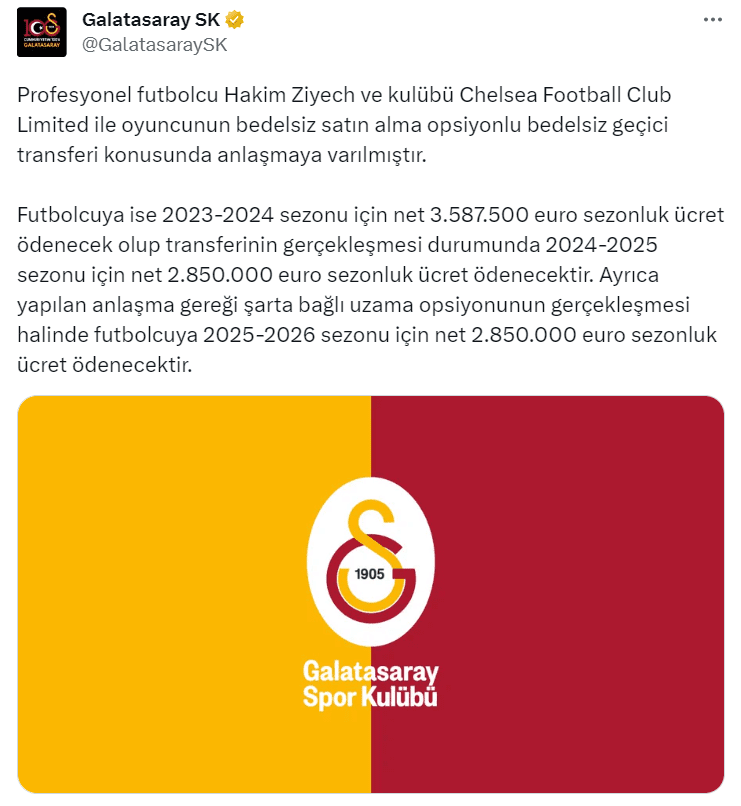 Galatasaray Ziyech transferini açıkladı görenler inanamadı! 22 Ekran goruntusu 2023 08 20 003504