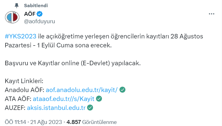 Anadolu Üniversitesi açıköğretim kayıtları başladı 1 Ekran goruntusu 2023 08 24 004423