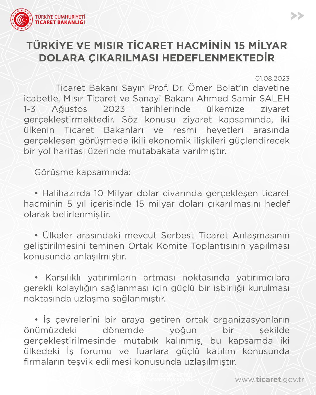 Türkiye ve Mısır arasında ortak karar: Hedef 15 Milyar Dolar 17 F2cvRvJaIAAw9EC