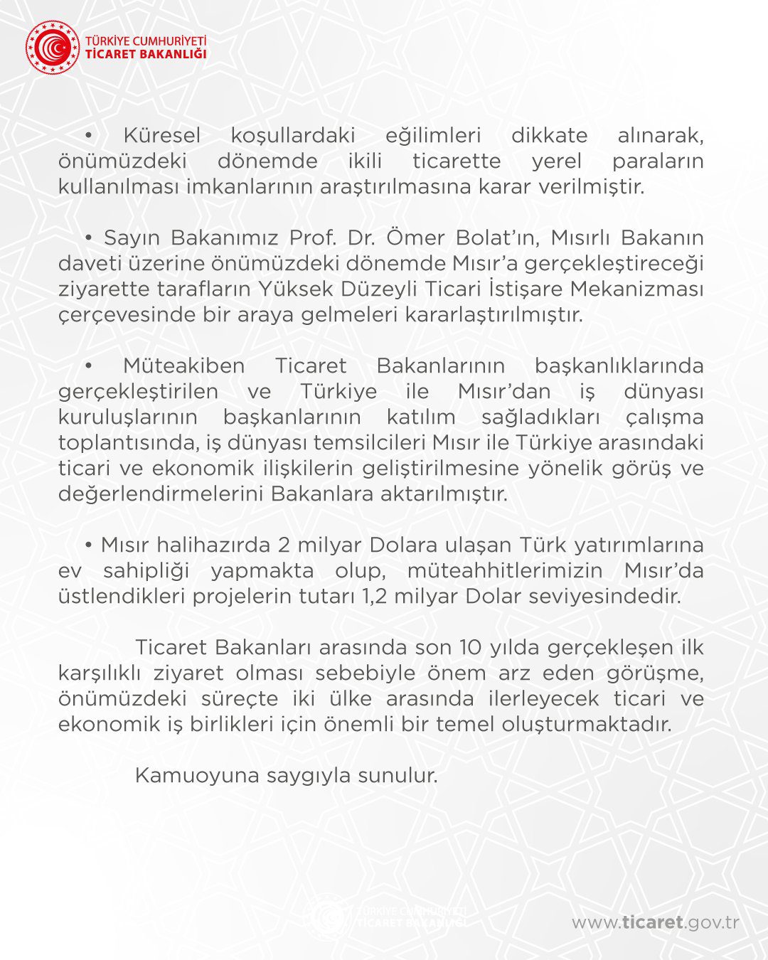 Türkiye ve Mısır arasında ortak karar: Hedef 15 Milyar Dolar 18 F2cvRvhaMAA4 zW
