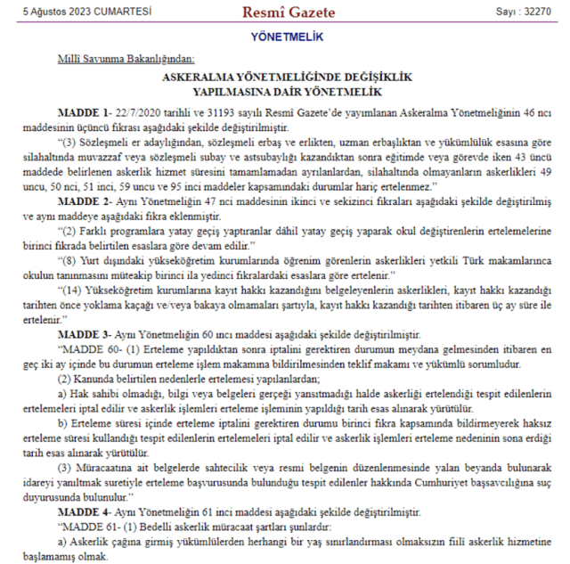 Bedelli askerlik yapacaklar dikkat! Yeni düzenleme yapıldı 3 bedelli askerlik yonetmeligindeki degisiklik