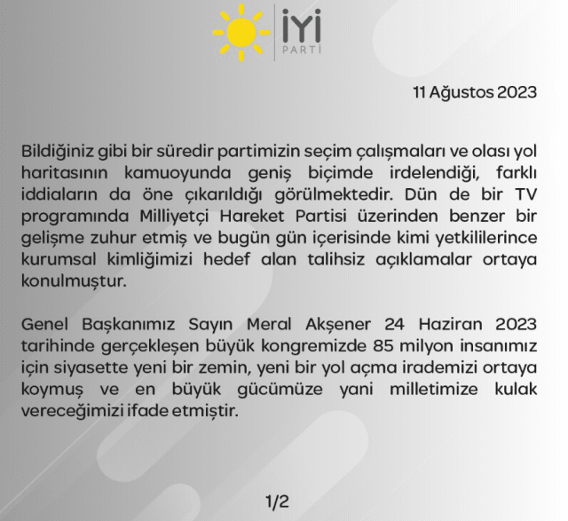 Bahçeli'nin çağrısına İYİ Parti'den yanıt geldi! 8 iyiparti