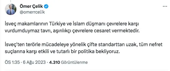 İsveç'e sert tepki! Açıklama Ömer Çelik'ten geldi 8 omer2