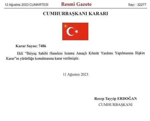 Resmi Gazete yayınlandı! İhtiyaç sahiplerine kömür yardımı 7 resmi gaz3 e1691840586883