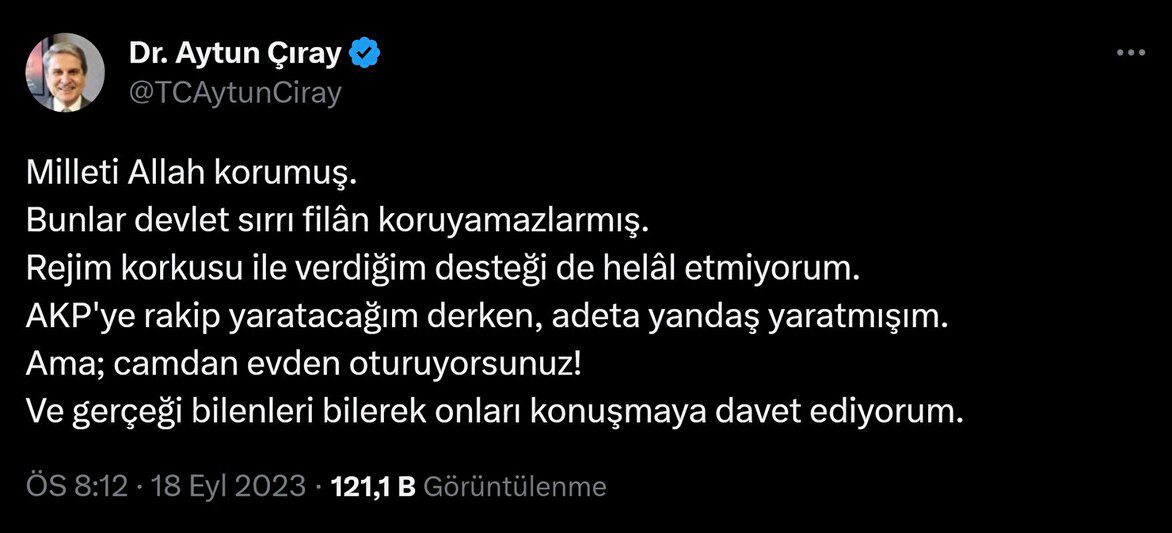 eski iyi partili aytun ciraydan muhalefete salvolar milleti allah korumus 0 YRTInHIE