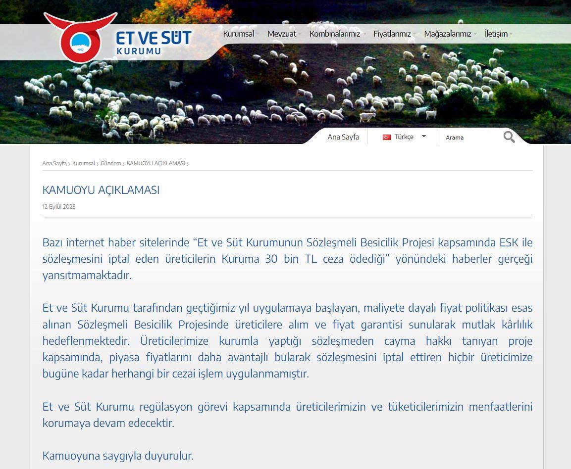 Et ve Süt Kurumu, "Üreticilerin Ceza Ödediği" İddialarını Yalanladı 1 et ve sut kurumu ureticilerin ceza odedigi iddialarini yalanladi 1 1XUSCbDa