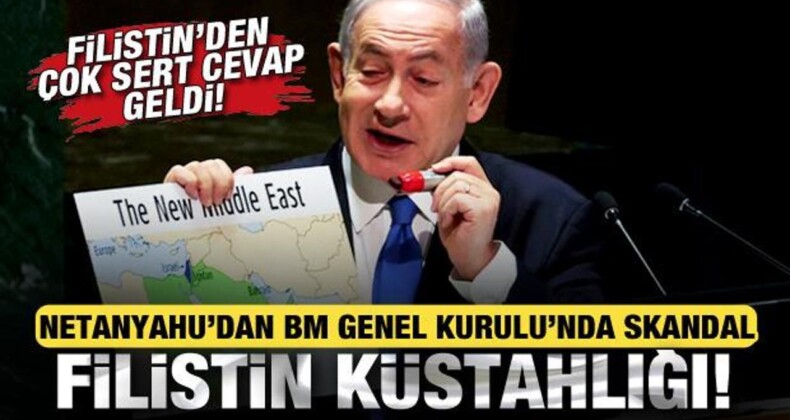 Netanyahu’dan BM Genel Kurulu’nda Skandal Filistin Küstahlığı! Haritadan Sildi!