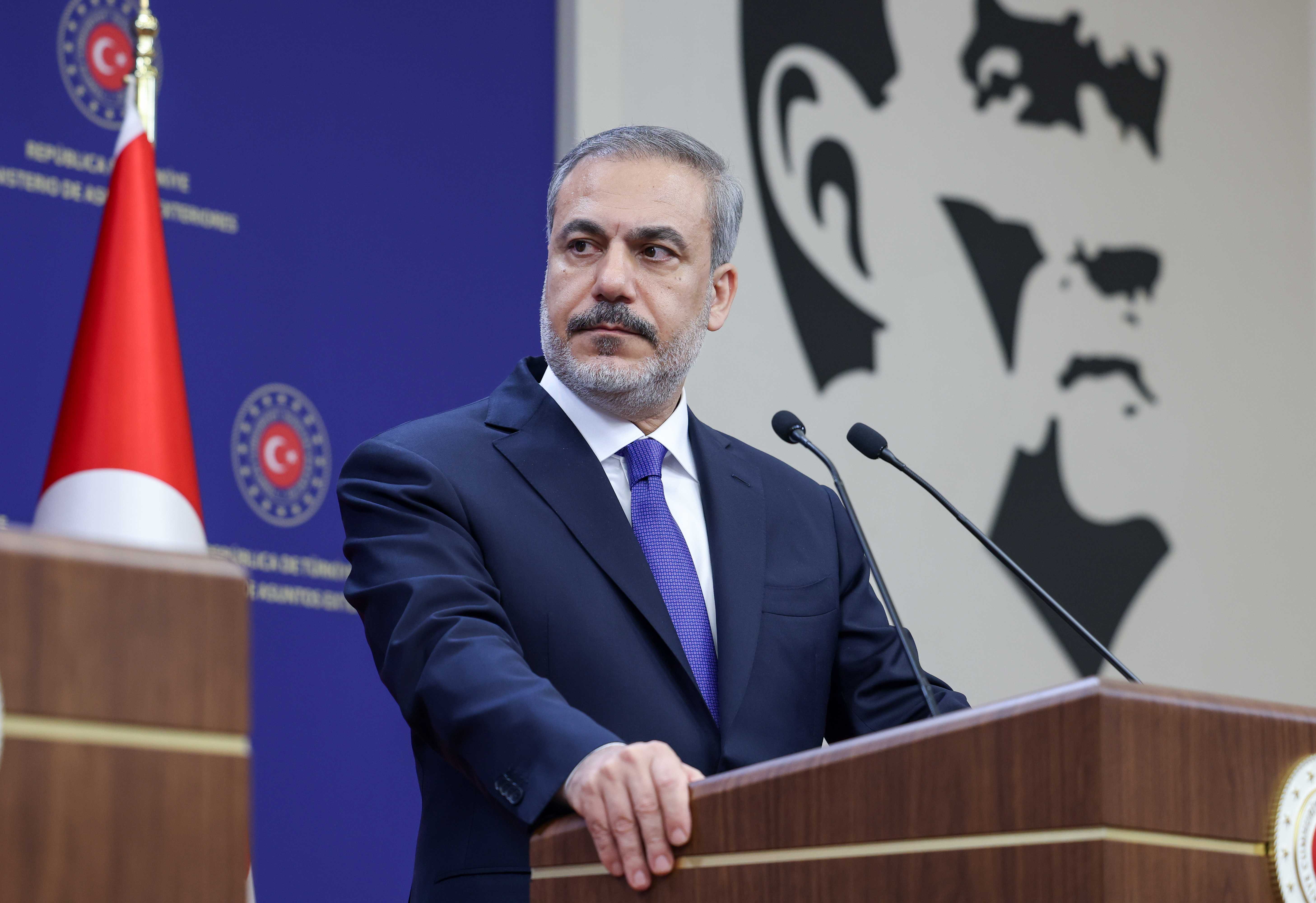 AA 20231004 32309512 32309502 DISISLERI BAKANI FIDAN KKTC DISISLERI BAKANI ERTUGRULOGLU ILE ORTAK BASIN TOPLANTISI DUZENLEDI 1
