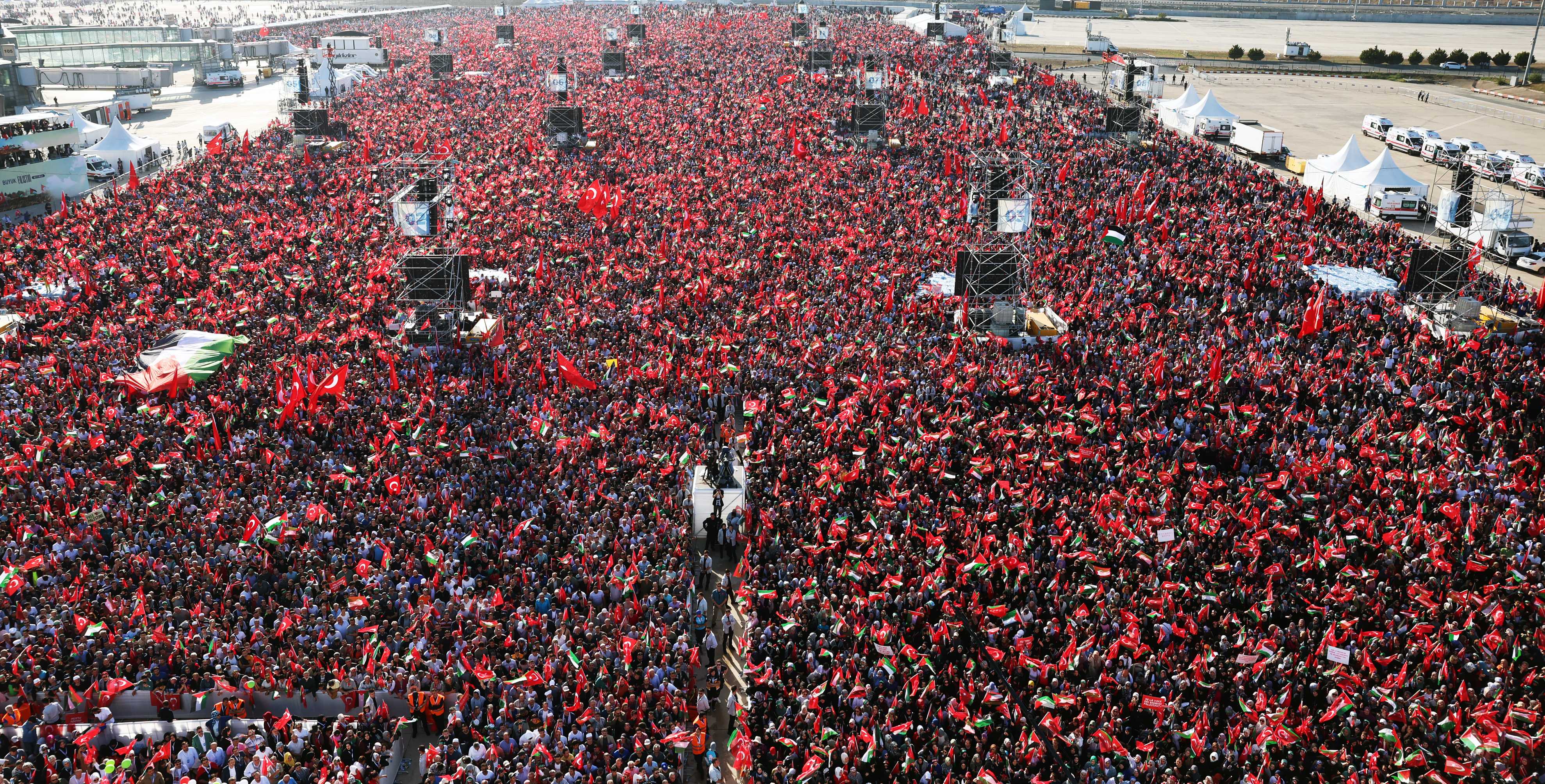 Erdoğan'dan, Gazze Mesajı: "Bir Gece Ansızın Gelebiliriz" 8 AA 20231028 32549636 32549635 BUYUK FILISTIN MITINGI