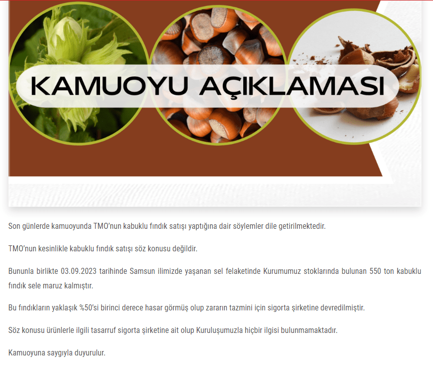 TMO'dan Fındık Satışı Açıklaması! 1 Ekran goruntusu 2023 10 04 144240