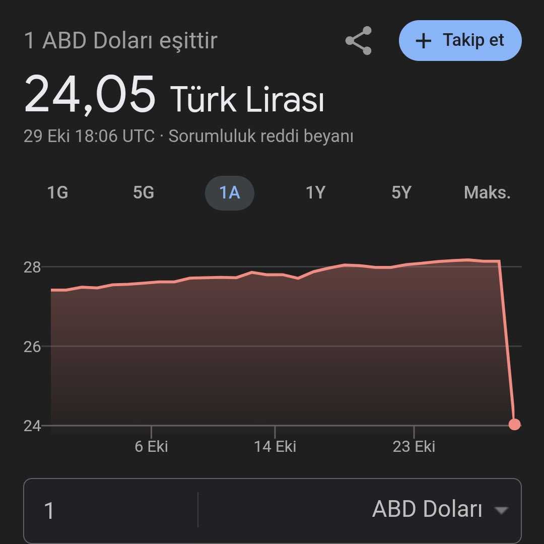 Google'da Dolar Sürprizi: 24,05 TL! 1 dolar