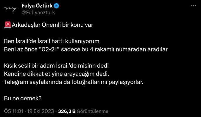 Gazeteci Fulya Öztürk'e İsrail'den Tehdit! 2 fuya