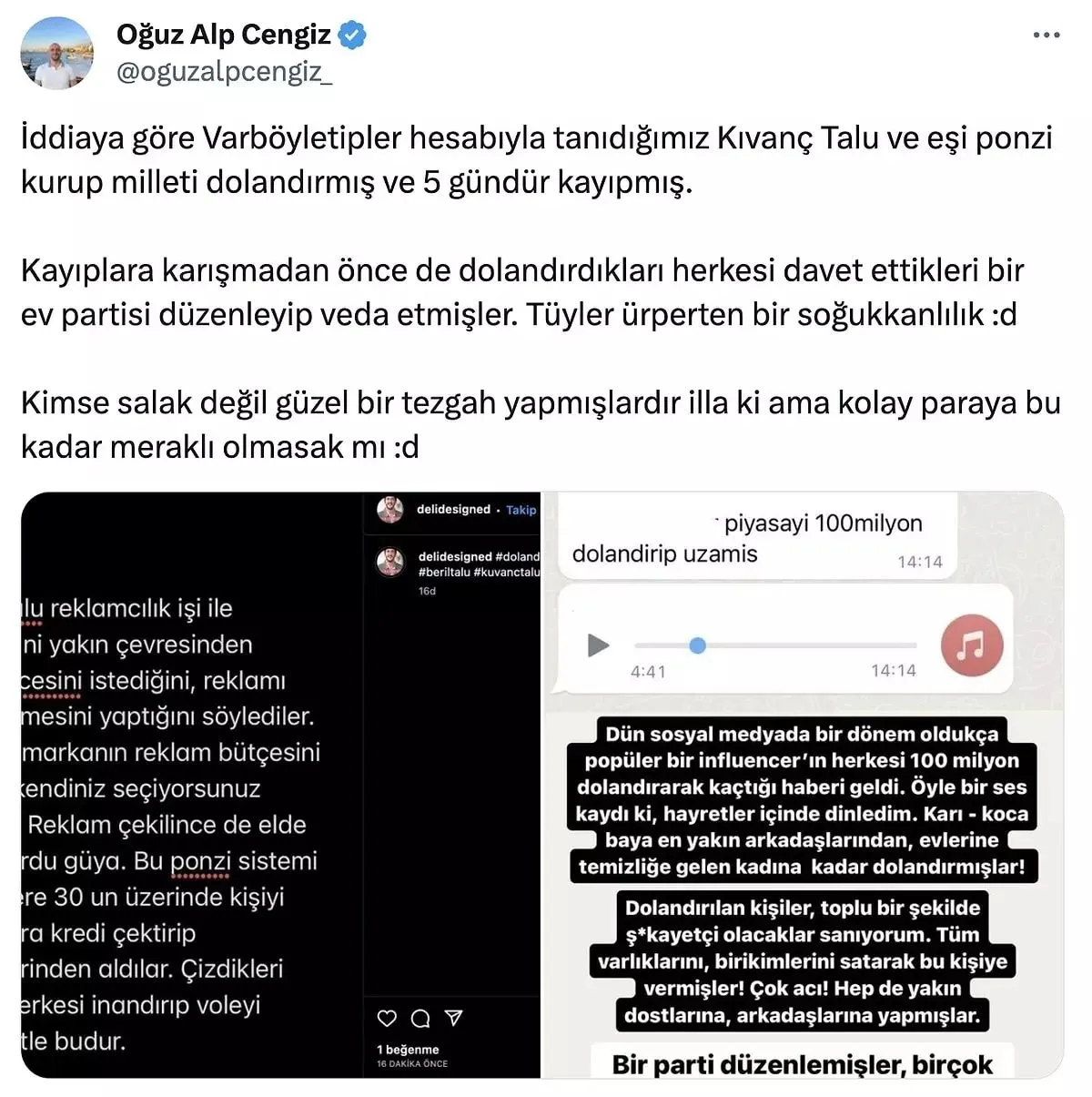 Ünlü Fenomen Çift Kıvanç ve Beril Talu'dan 100 Milyon TL'lik Şok Vurgun İddiası! 5 sess