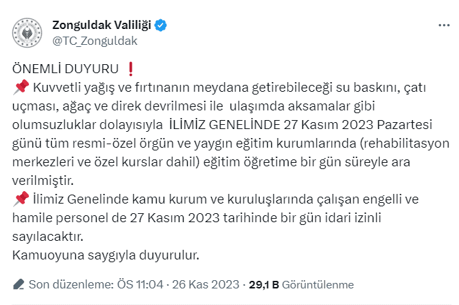 Zonguldak ve İskenderun'da Fırtına Alarmı: Okullara Bir Gün Ara 2 Ekran goruntusu 2023 11 27 003732