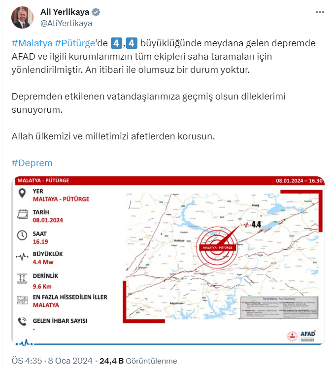 Malatya'da 4.4 Büyüklüğünde Deprem: Vali Yazıcı Son Durumu Açıkladı 1 Ekran goruntusu 2024 01 08 164611