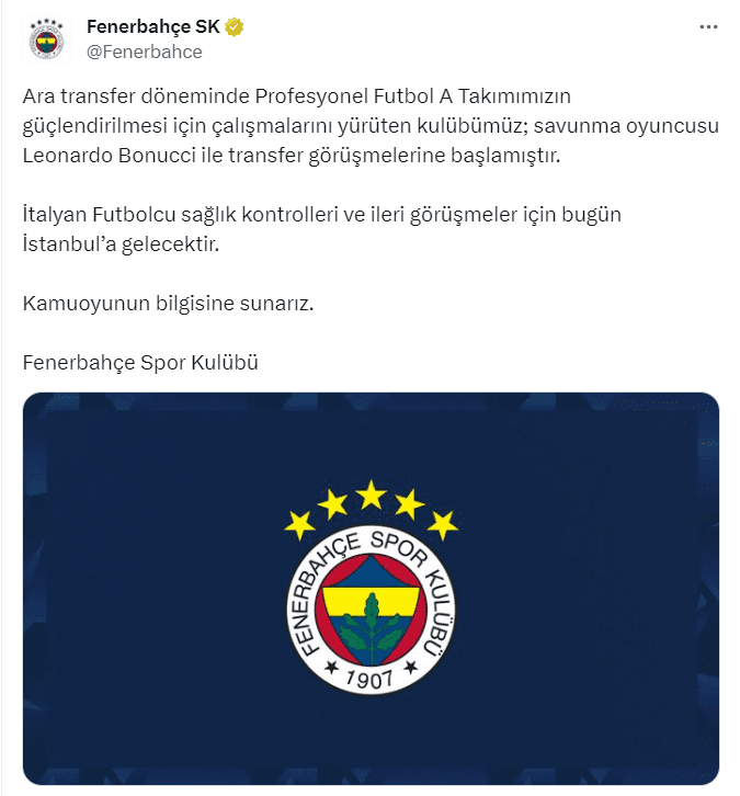 Fenerbahçe'nin Yeni Transferi Leonardo Bonucci İstanbul'a Geliyor 1 Ekran goruntusu 2024 01 10 155435