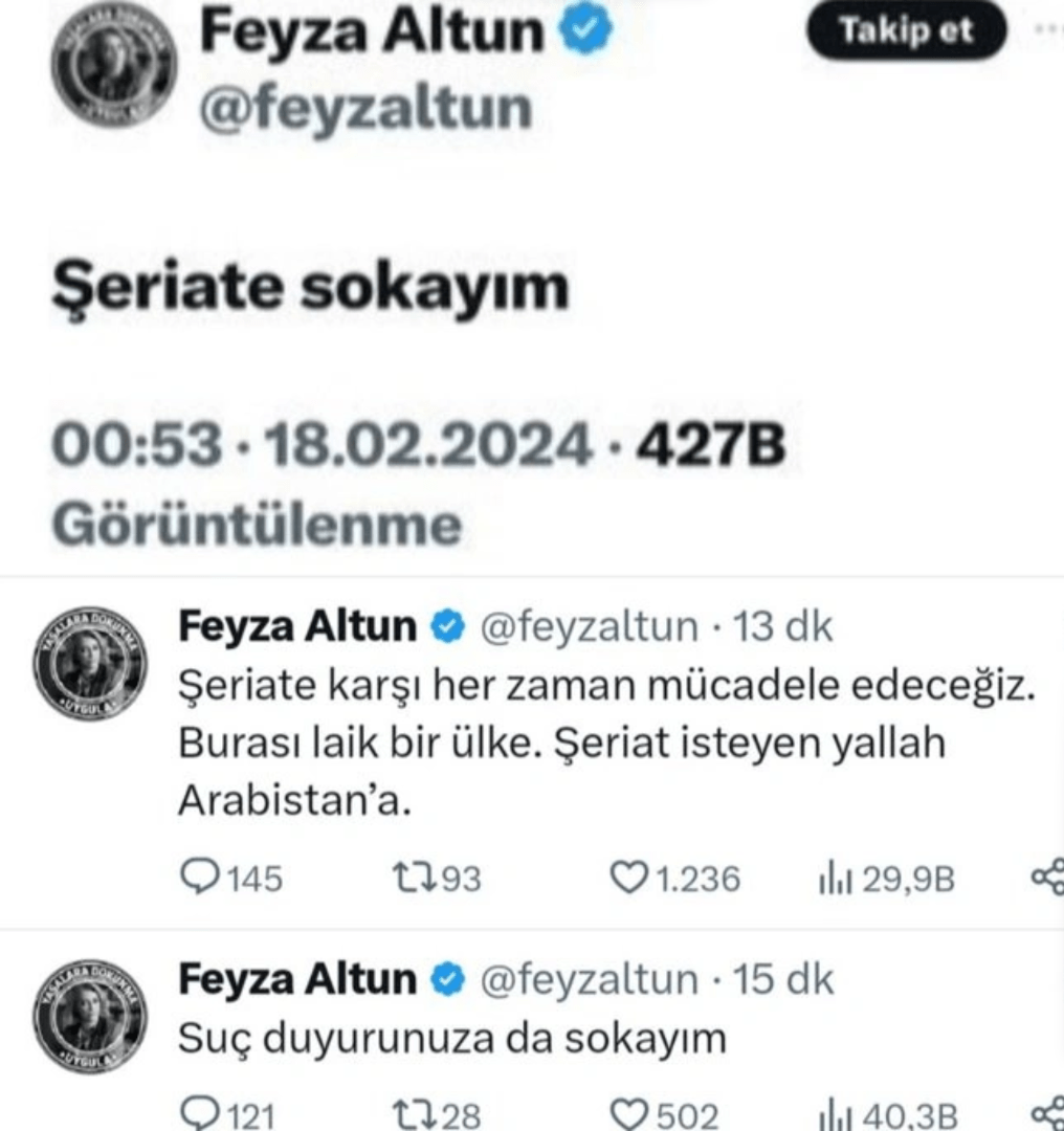 Ünlü Avukat Feyza Altun Dini Değerlere Yönelik Paylaşımları Nedeniyle Gözaltına Alındı! 1 Ekran goruntusu 2024 02 19 145709