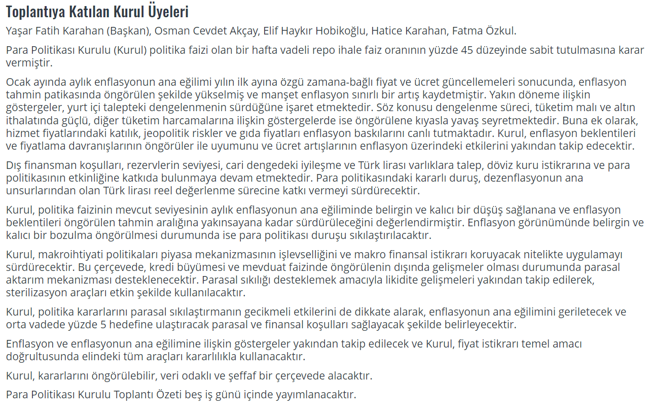 Merkez Bankası'ndan Yeni Başkan Fatih Karahan İle İlk Faiz Kararı 3 Ekran goruntusu 2024 02 22 140835