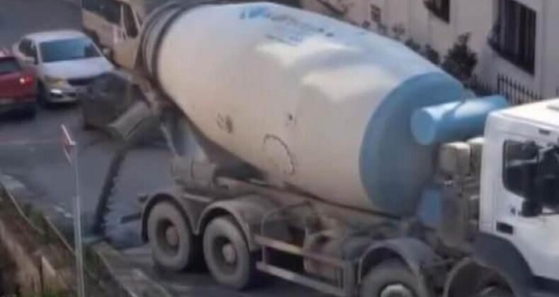 Maltepe’de Beton Mikseri Yola Beton Döktü