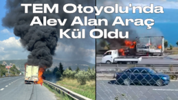 Kocaeli TEM Otoyolu’nda Araç Yangını! Araç Kül Oldu