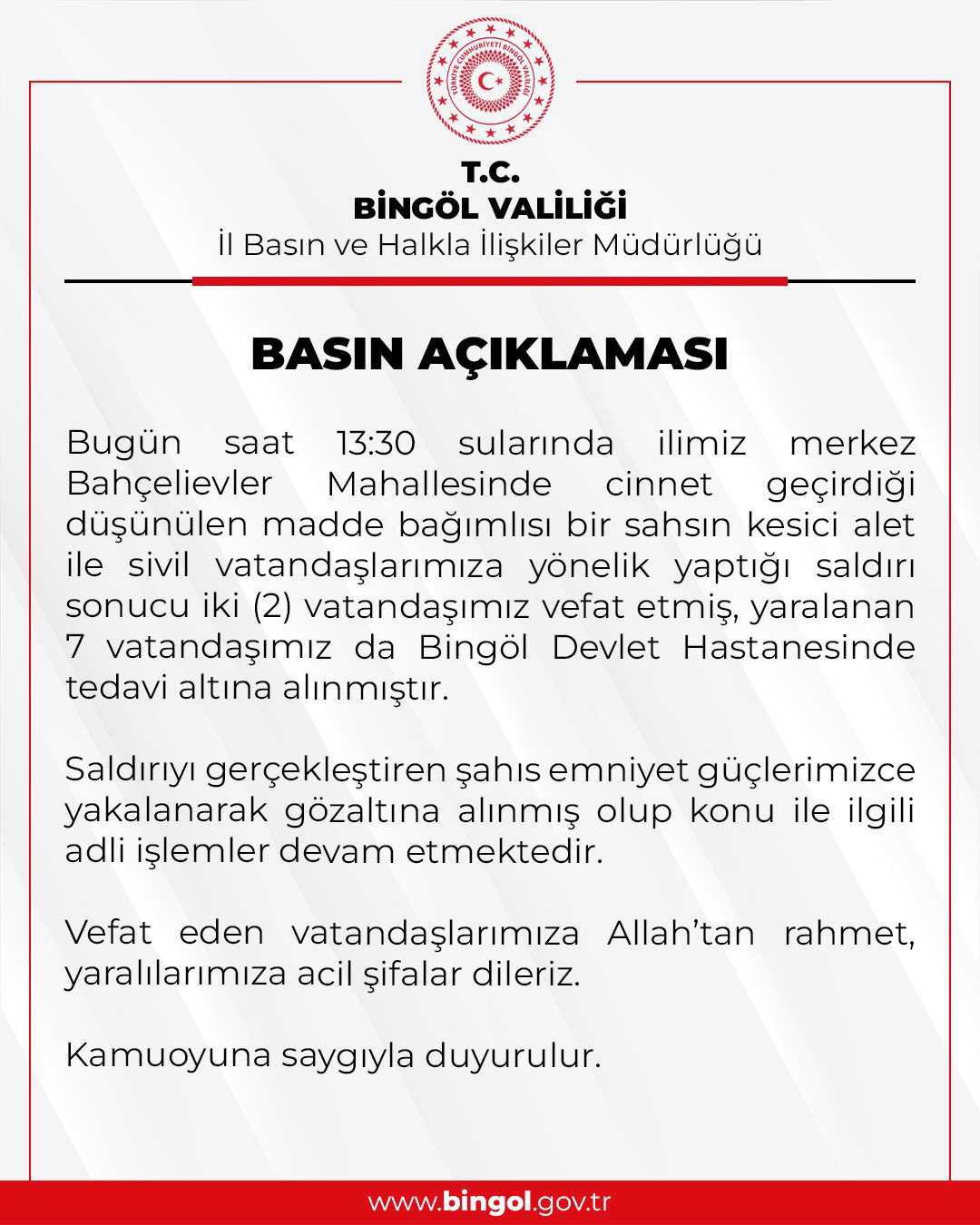 Bingöl'de Madde Bağımlısından Bıçaklı Saldırı: 2 Ölü, 7 Yaralı 8 GTQGjE5XUAABjHt