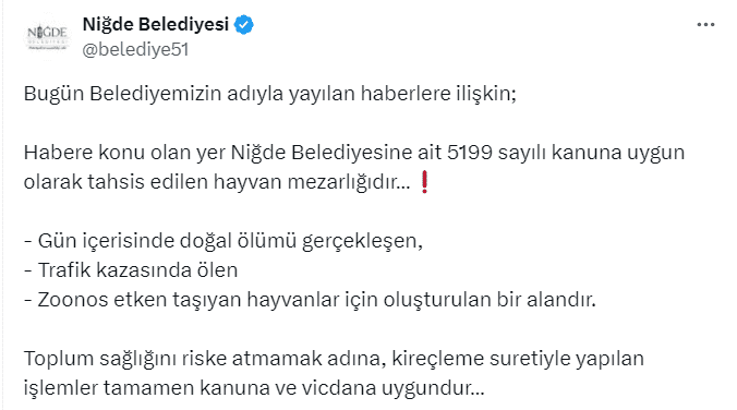 Niğde’de Köpek Katliamı İddiası: Belediyeden Açıklama 3 Ekran goruntusu 2024 08 07 145924