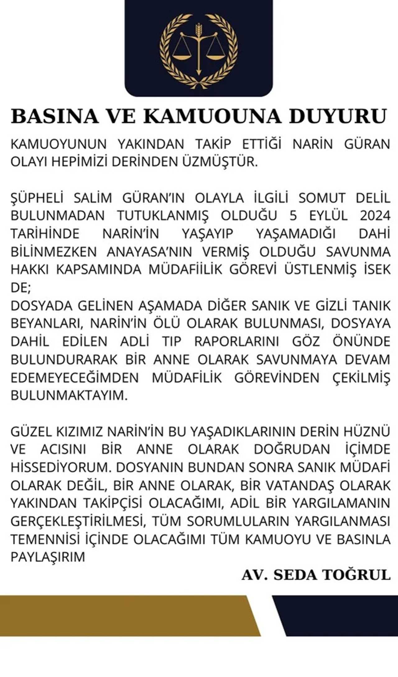 Avukat Seda Toğrul, Narin Cinayeti Davasından Çekildi 2 Avukat Seda Togrul Narin Cinayeti Davasindan Cekildi 3