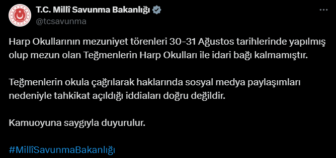 MSB'den Teğmenlere Soruşturma İddialarına Sert Yalanlama 1 Ekran goruntusu 2024 09 02 165256