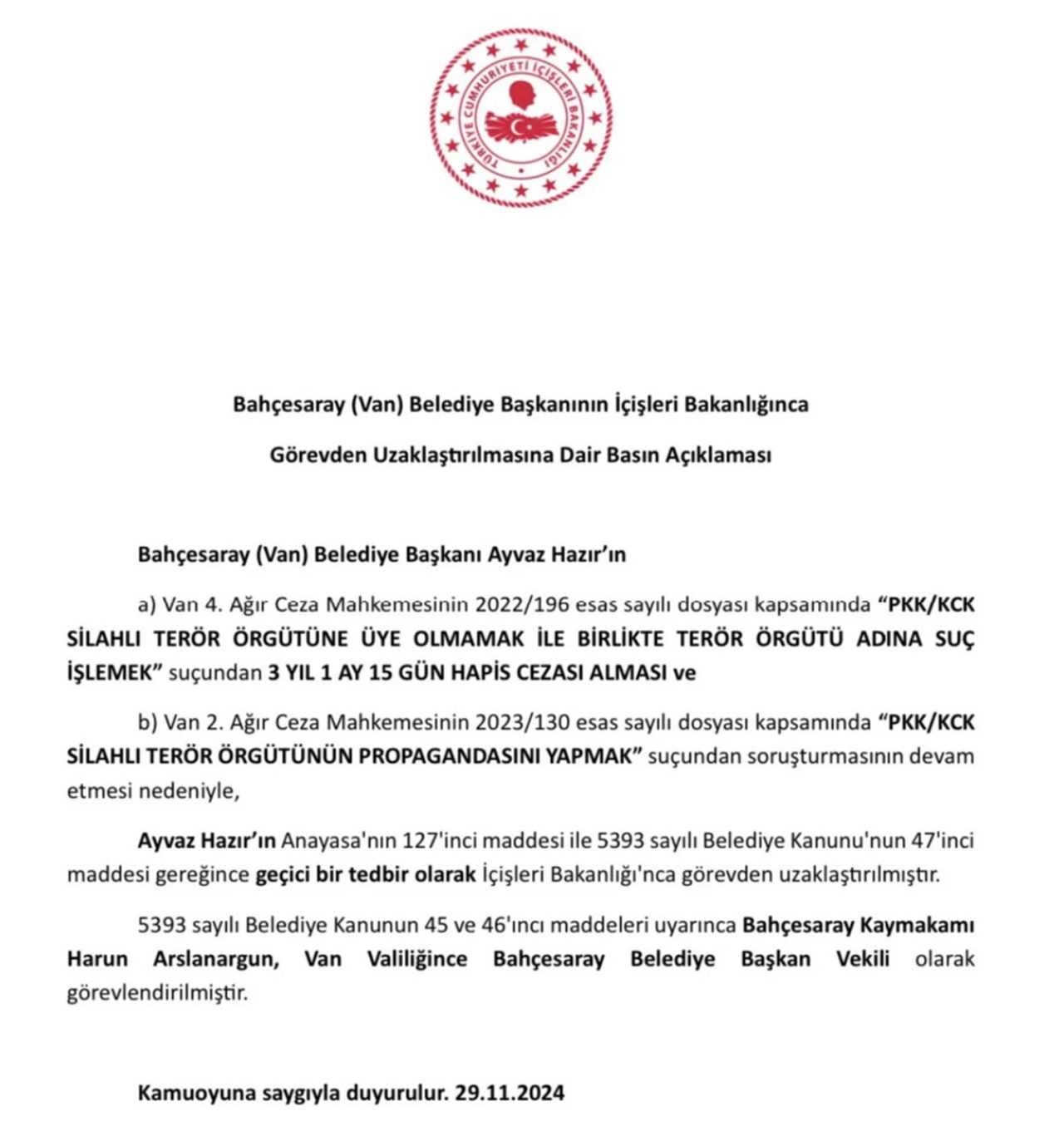 Terör Bağlantılı Belediyelere Kayyum: Bahçesaray’a Atama 2 Teror Baglantili Belediyelere Kayyum Bahcesaraya Atama 3