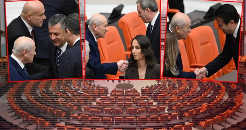 Özgür Özel ve DEM Partililer Bahçeli’yle Tokalaştı